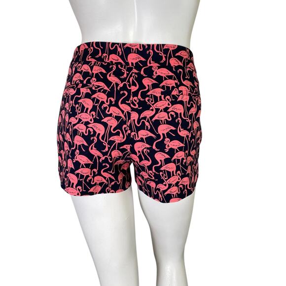 J. Crew | Women's Navy Blue and Hot Pink Flamingo Print Chino Shorts | Size: 4 - Picture 6 of 9